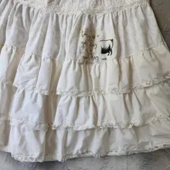 FINAL💛Boho Ruffle Maxi Skirt Patchwork Upcycled Antique Lace Magnolia Style - Picture 10 of 14